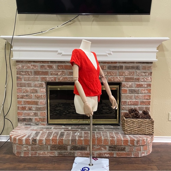 Madewell bright red wrap v neck tie top / XS / NWOT - Picture 7 of 12